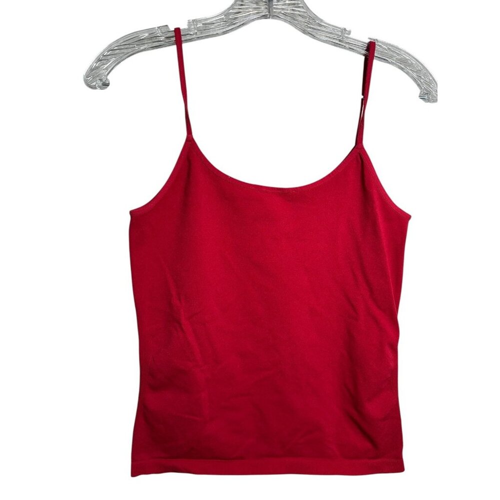 Bisou Bisou Medium Womens Tank Top Cami Red Stretch‎ Michele Bohbot Y2K Slim